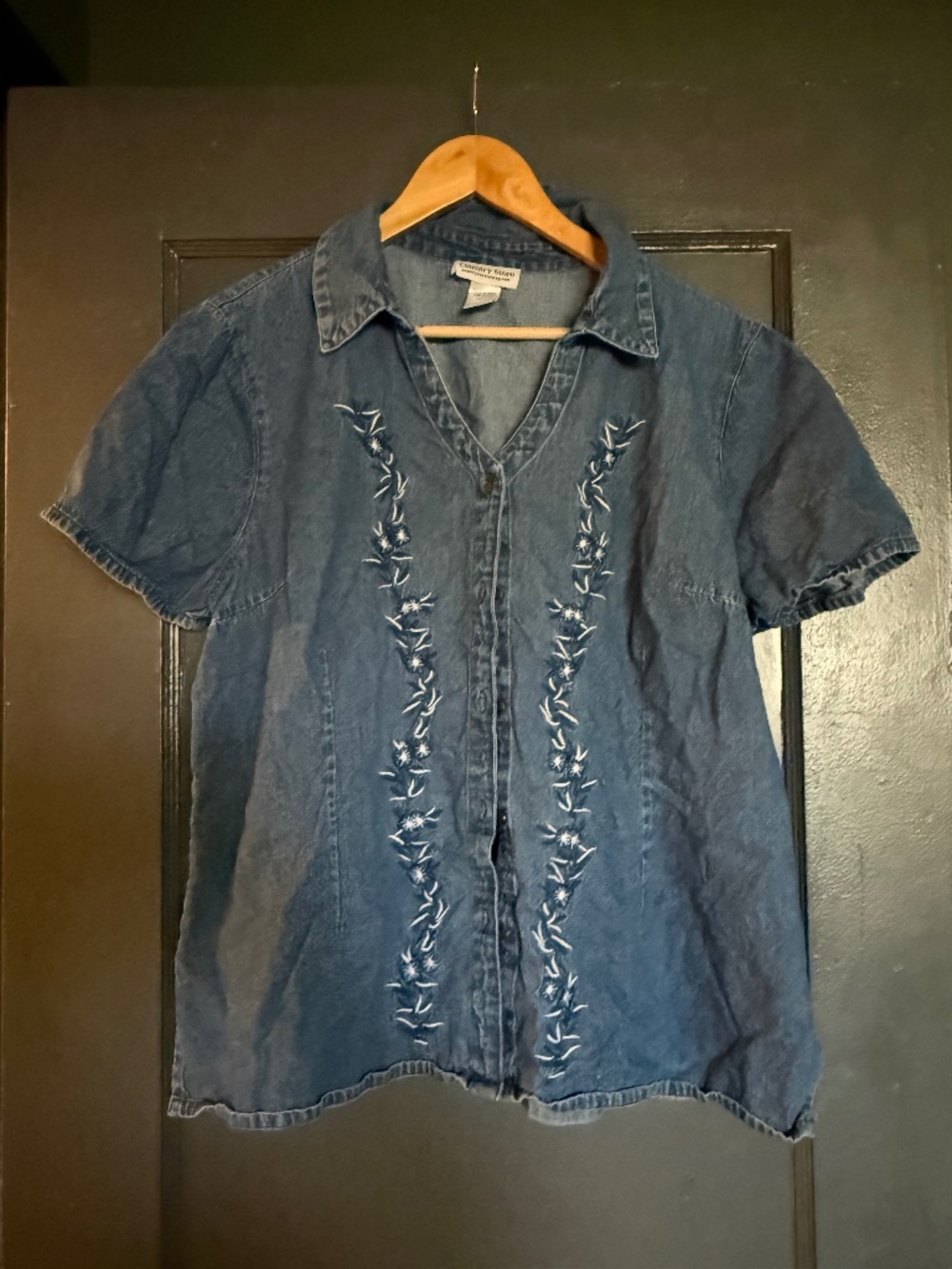 Country Store Embroidered Denim Top